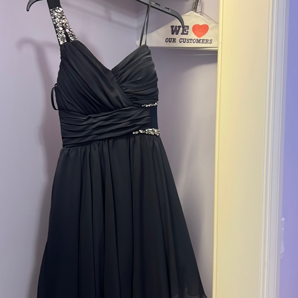 Navy sequin homecoming dress